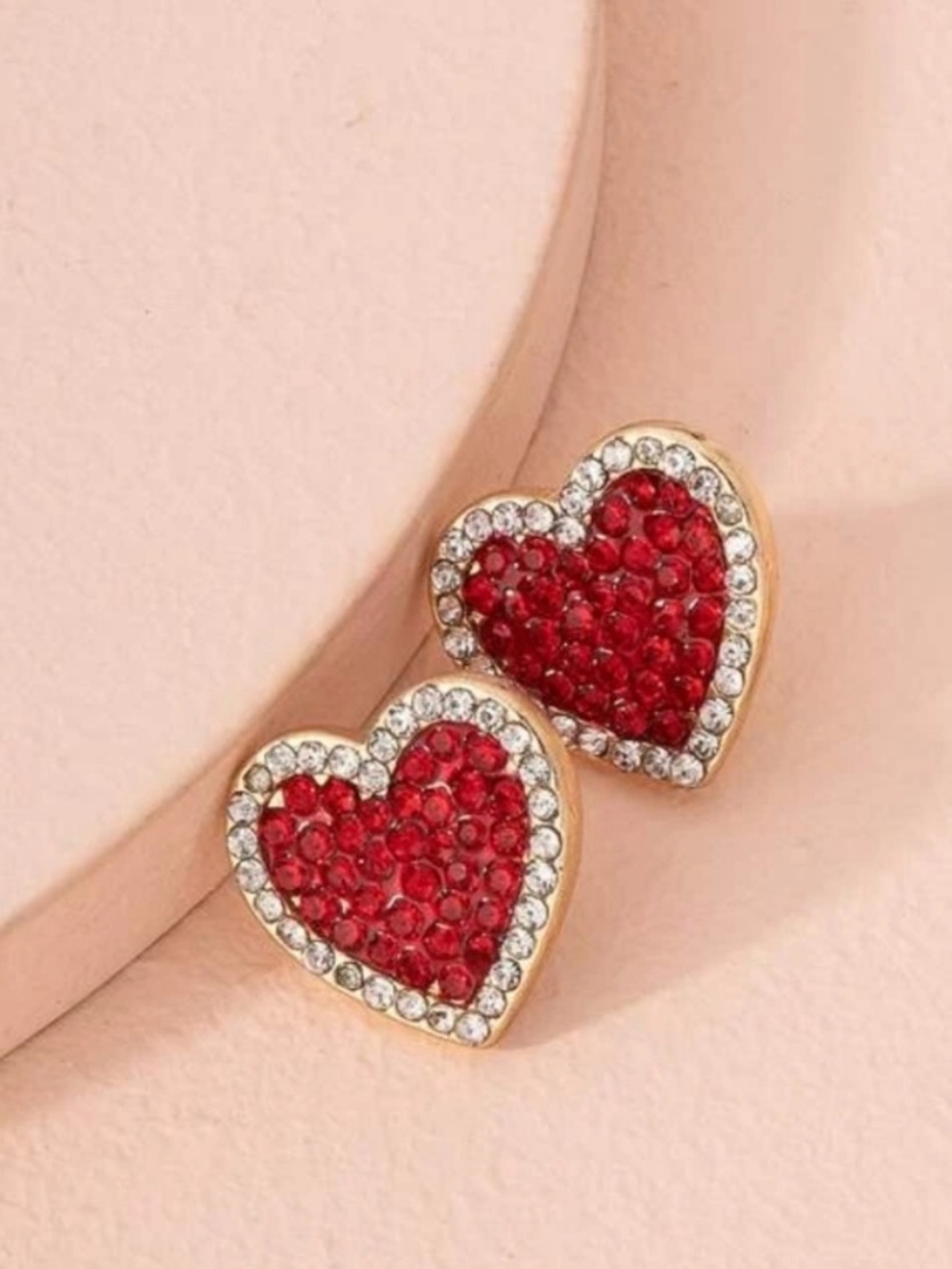 Red Crystal Heart  NWT Stud Earrings - Women Jewelry